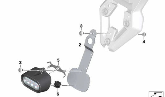 Soporte luz trasera antiniebla LED OEM 63178382543 para motos BMW F 750 GS, F 850 GS, F 900 GS SF. Original BMW Motorrad.