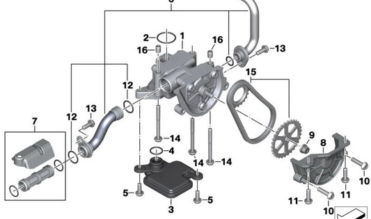 Cubierta bomba de aceite OEM 11418359986 para motos BMW F750GS, F850GS, F900R, F900XR... y más. Original BMW Motorrad.