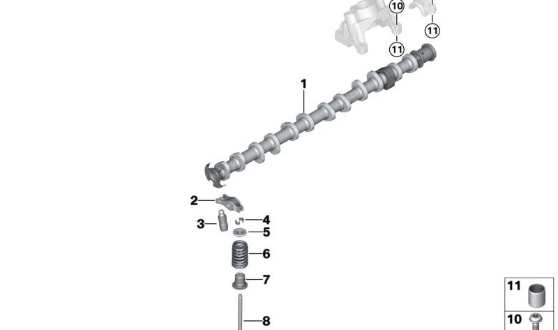 Árbol de levas de escape OEM 11318669213 para BMW F20, F21, F22, F23, F30, F31, F34, F32, F33, F36, G30, G31, G32, G11, G12, G01, G02. Original BMW.