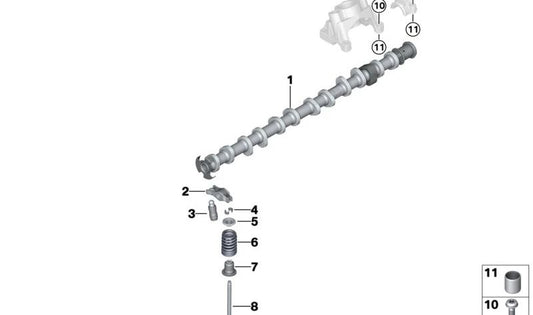 Árbol de levas de escape OEM 11318669213 para BMW F20, F21, F22, F23, F30, F31, F34, F32, F33, F36, G30, G31, G32, G11, G12, G01, G02. Original BMW.