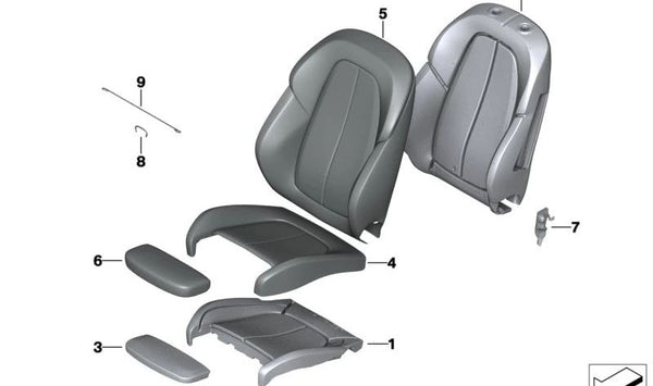 Espuma respaldo asiento deportivo OEM 52109873009 para BMW F40, F44. Original BMW.