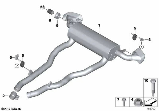 Rear silencer for BMW G01 (OEM 18308595365). Genuine BMW