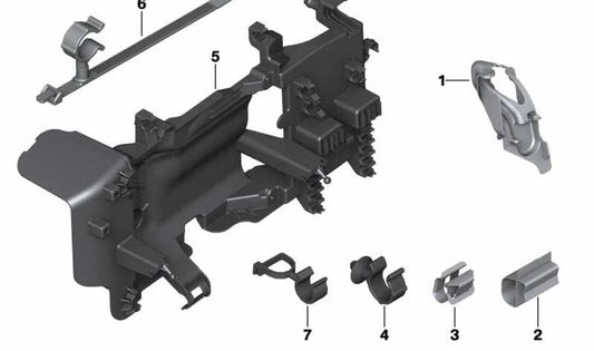 Soporte del mazo de cables OEM 12527608107 para BMW F20, F21, F30, F31. Pieza original BMW.