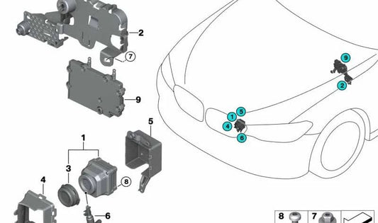 Tapa protectora cámara Night Vision OEM 51137423110 para BMW G30, G31, G38. Original BMW.