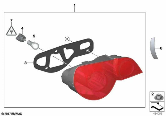 Left taillight for BMW Z4 E85 (OEM 63217165721). Original BMW.