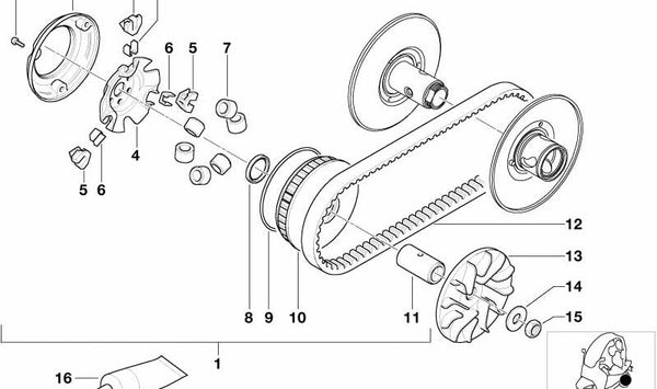 Arandela de empuje OEM 11277651383 para BMW Motorrad C1 125 y C1 200. Compatible con todos los modelos de C1. Repuesto original BMW Motorrad.