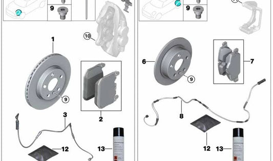 Tornillo con arandela OEM 34216858428 para MINI R56 Cooper S JCW (modelos SU91, SU92, SU01, SU02). Original MINI. Ideal para sistema de frenos traseros (M10x32).