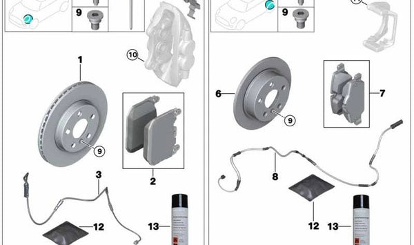 Tornillo con arandela OEM 34216858428 para MINI R56 Cooper S JCW (modelos SU91, SU92, SU01, SU02). Original MINI. Ideal para sistema de frenos traseros (M10x32).
