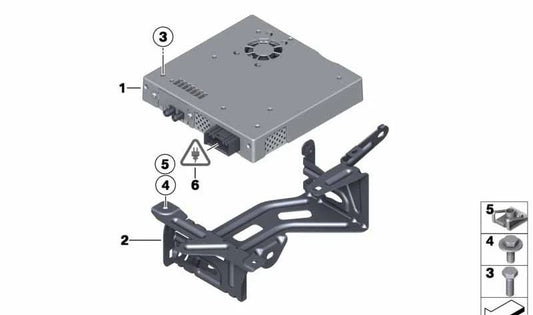Soporte para módulo de TV OEM 65159188583 para BMW F25 y F26 (X3, X4). Compatible con versiones sDrive18d, xDrive28i, sDrive20i. Original BMW.