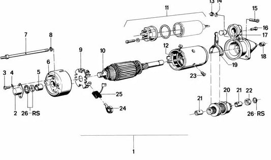 Tornillo de fijación motor OEM 12411352538 para BMW Motorrad R248 (R50, R60, R75, R80, R90, R100). Original BMW.
