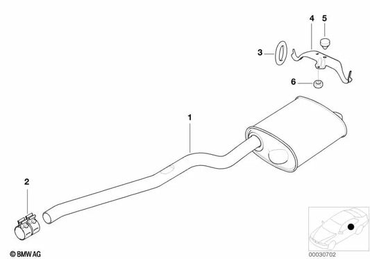 Silenciador para BMW Série 5 E39 (OEM 18312248263). BMW original