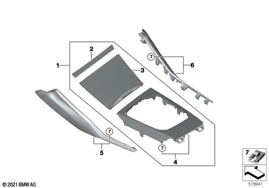 Blende Miko Passenger Chrome Finitura per BMW Serie 2 G42, Serie 4 G22, G23, G26 (OEM 51166997207). BMW originale