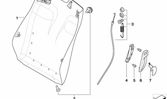 Panel trasero derecho asiento OEM 52107173542 para BMW Serie 6 E64, E64N. Pieza original BMW.