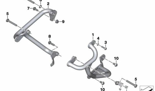 Estribo de protección de motor izquierdo OEM 77148548831 para motos BMW S 1000 XR (K49). Original BMW Motorrad.