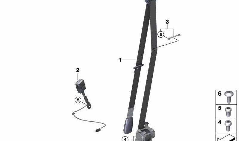 Cinturón de seguridad delantero derecho OEM 72117441660 para BMW F39. Original BMW.