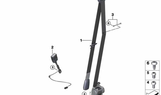 Right Front Safety Belt 72117441660 for BMW F39. Original BMW.