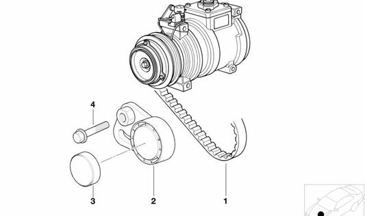 Correa micro-V (Keilrippenriemen) OEM 64552246732 para BMW E36 325td/tds, E34 525td/tds, E39 525tds, E38 725tds. Compatible con motores diésel M51. Original BMW.