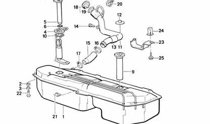 Tubo de llenado de combustible OEM 16111180956 para BMW E30. Original BMW.