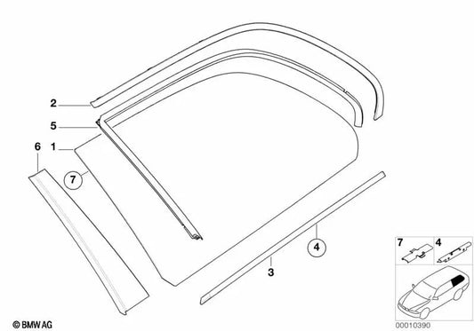 Copertura del pilastro posteriore destro per la serie BMW 5 E39 (OEM 51368189302). BMW originale