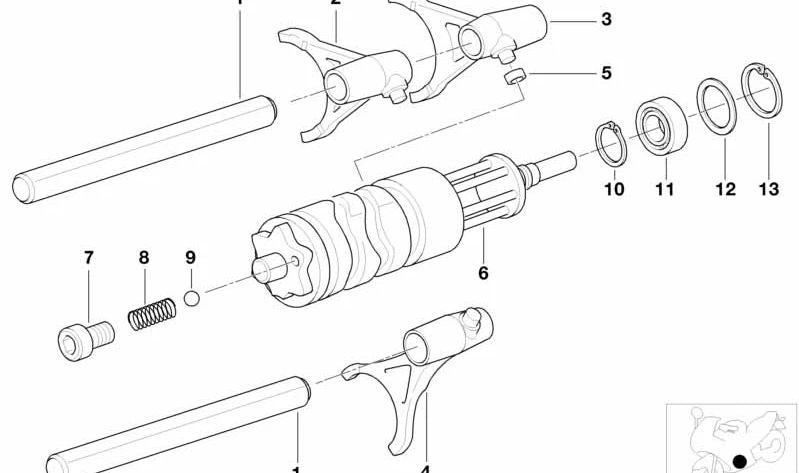 Horquilla de mando 5ª marcha OEM 23311340390 para motos BMW R1100GS, R1100R, R1100RS, R1100RT, R850GS, R850R, R850RT. Original BMW Motorrad.