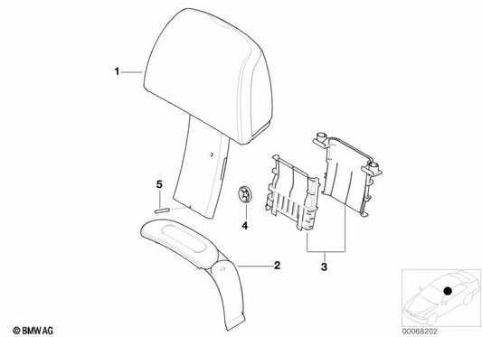 Revestimiento reposacabezas derecho para BMW E52 (OEM 52107000136). Original BMW