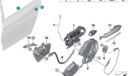 Cerradura de sistema derecha para BMW E87, E87N, F20, F20N, E90, E90N, E91, E91N, F30, F30N, F31, F31N, F34, F34N, F35, F80, F80N, F36, F36N, E60N, E61N, F07, F10, F11, F01, F02, F04, E84, E83N, F25, F26, E70, E70N, E71, E72, MINI R60 (OEM 51227229460). O