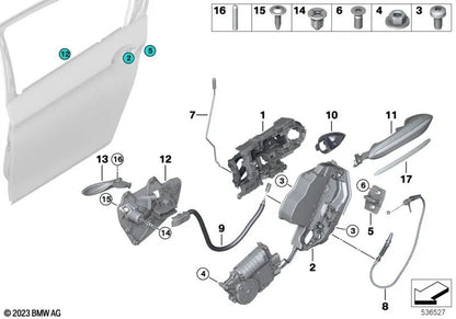 Chiusura per BMW E87, E88, F20, F21, F22, F23, F87, E90, E91, E92, E93, F30, F31, F34, F35, F80, F32, F33, F36, F82, F83, F07, F10, F11 , F18, F06, F12, F13, F01, F02, F04, E84, F25, F26, E70, E71, E89, Mini R60, R61 (OEM 51217312545). BMW originale