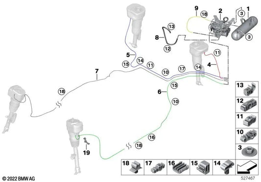 Triple clip for BMW G11, G12, G70 (OEM 37206870527). Original BMW.