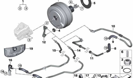 Tube à vide OEM 34336768044 pour BMW E90, E91, E92, E93. BMW d'origine.