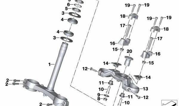 Bloque de fijación inferior izquierdo OEM 31428554471 para BMW Motorrad S 1000 XR (K49). Original BMW Motorrad.
