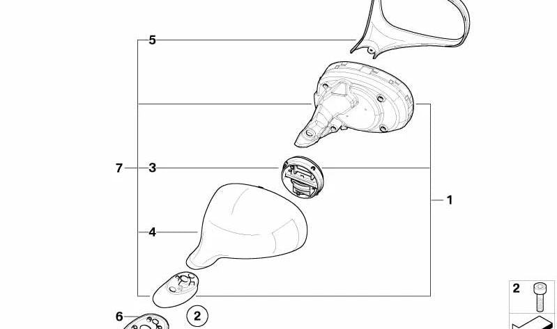 Anillo soporte retrovisor exterior cromado derecho OEM 51167006148 para BMW E52 Z8. Original BMW.