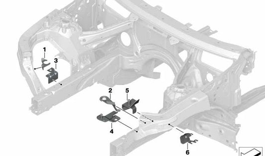 Soporte derecho para conducto de freno OEM 41007481028 para BMW X3 (F97, F97N, G01, G01N, G08, G08E, G08F, G08N) y X4 (F98, F98N, G02, G02N). Original BMW.