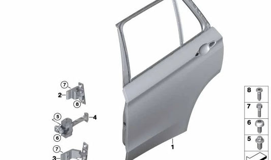 Bisagra puerta trasera inferior derecha OEM 41007377550 para BMW F15, F85, F16, F86. Recambio original BMW.