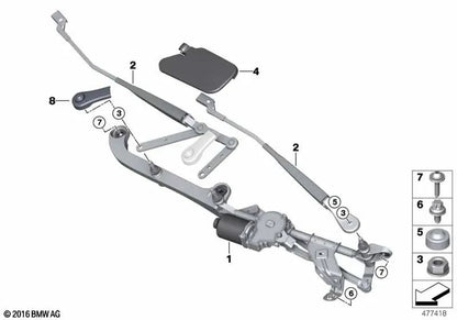Limpiaparabrisas delantero completo OEM 61617301045 para BMW Serie 2 F45, F46 Active Tourer y Gran Tourer. Original BMW.