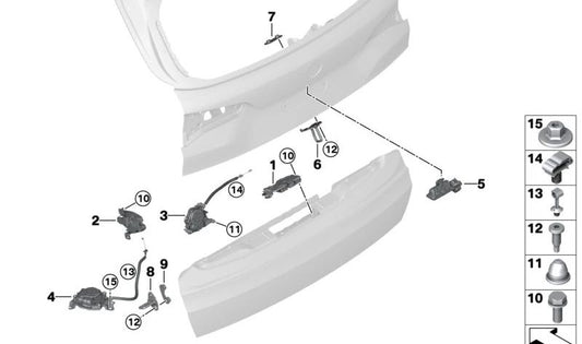 Porte inférieure droite pour BMW X5 F95, G05, G18, X7 G07 (OEM 51247475462). BMW d'origine