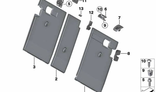 Embellecedor izquierdo para mando asiento OEM 52207119425 para BMW E81, E87, E87N, E91, E91N, F25, F26. Original BMW.
