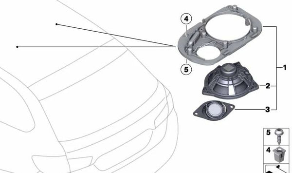 Soporte altavoz Top-Hifi izquierdo OEM 65139239147 para BMW F11. Original BMW.