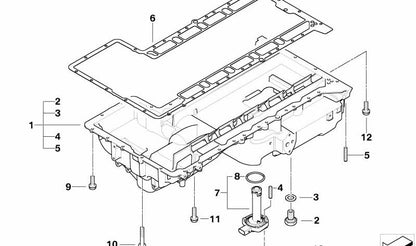 Tornillo cilindro M6x22 OEM 11137836568 para BMW E60, E61, E63, E64 M5/M6 con motor S85. Pieza original BMW. Ideal para fijación en cárter de aceite y elementos relacionados.