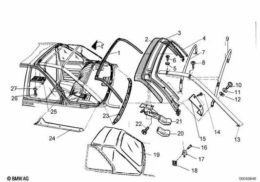 Spoiler traseiro de teto para vários modelos BMW Série 3 E30 (OEM 54310006423). BMW original