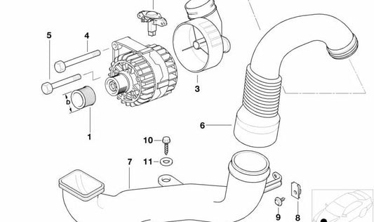 Conducto de aire OEM 12312246278 para BMW E38 725tds. Compatible con versiones con cambio automático y manual. Original BMW.