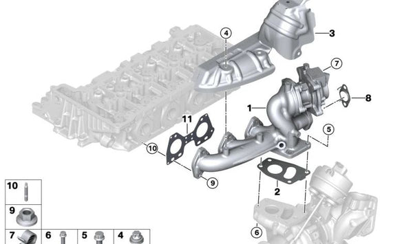 Protector térmico turbo OEM 11628585811 para BMW G42, G20, G20N, G21, G21N, G28, G28N, G22, G22N, G23, G23N, G26, G26N, G30, G30N, G31, G31N, G32, G32N, G01, G01N, G02, G02N. Original BMW.