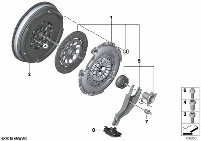 Clutch parts kit for BMW F45, F46, X1 F48, X2 F39, MINI F54, F60 (OEM 21208631871). Original BMW.