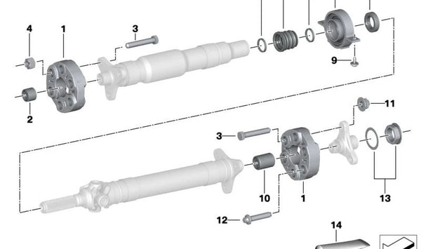 Soporte central de transmisión de aluminio OEM 26118859155 para BMW G29. Original BMW.