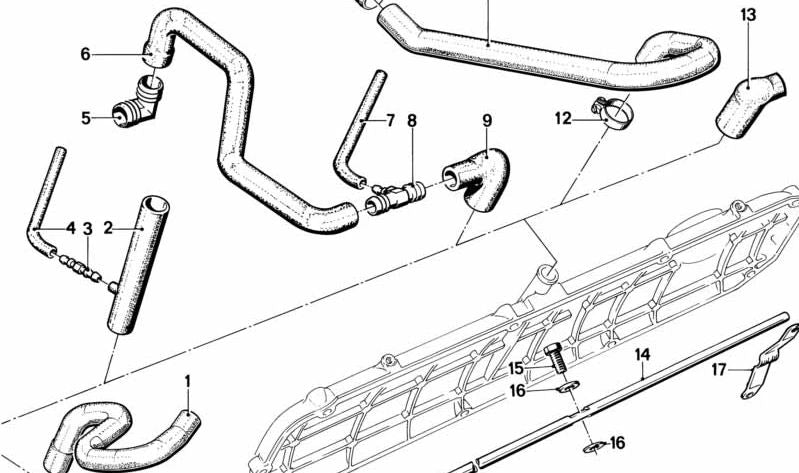 Vent pipe for BMW 7 Series E23 (OEM 11151276345). Original BMW.