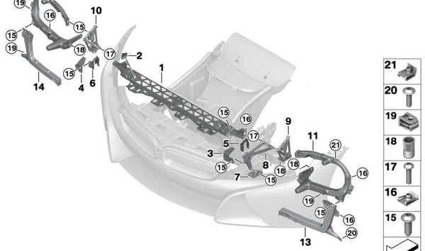 Soporte de refuerzo OEM 51647336233 para BMW i8 (I12, I15). Original BMW.