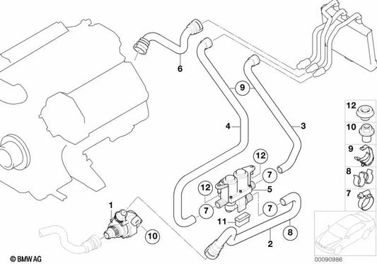 Additional water pump for BMW E65, E66 (OEM 64116922699). Genuine BMW