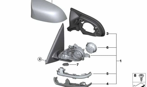 Carcasa de espejo retrovisor izquierdo (sin cristal, calefactable) OEM 51168061703 para BMW F85. Original BMW.