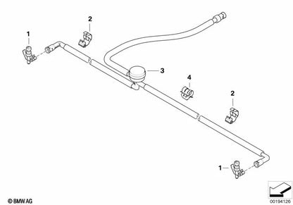Tubería del sistema de lavado de faros para BMW E63, E64 (OEM 61677051372). Original BMW.
