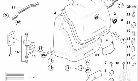 Espejo retrovisor OEM 46542347000 para motos BMW K1200LT, K1200RS, C1 0191, C1 0192. Original BMW Motorrad.