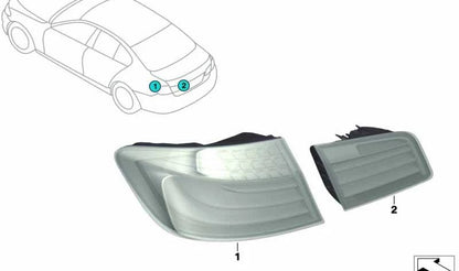 Right taillight trunk OEM 63217306164 for BMW 5 Series (F10, F18). Original BMW.